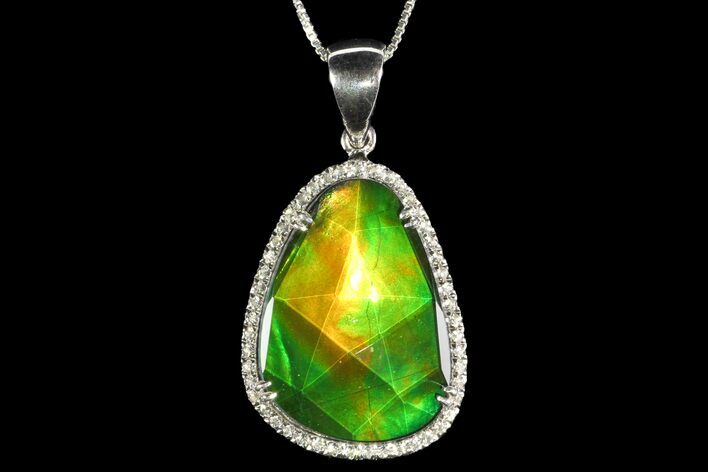 Ammolite Pendant with Sterling Silver and White Sapphires #143573